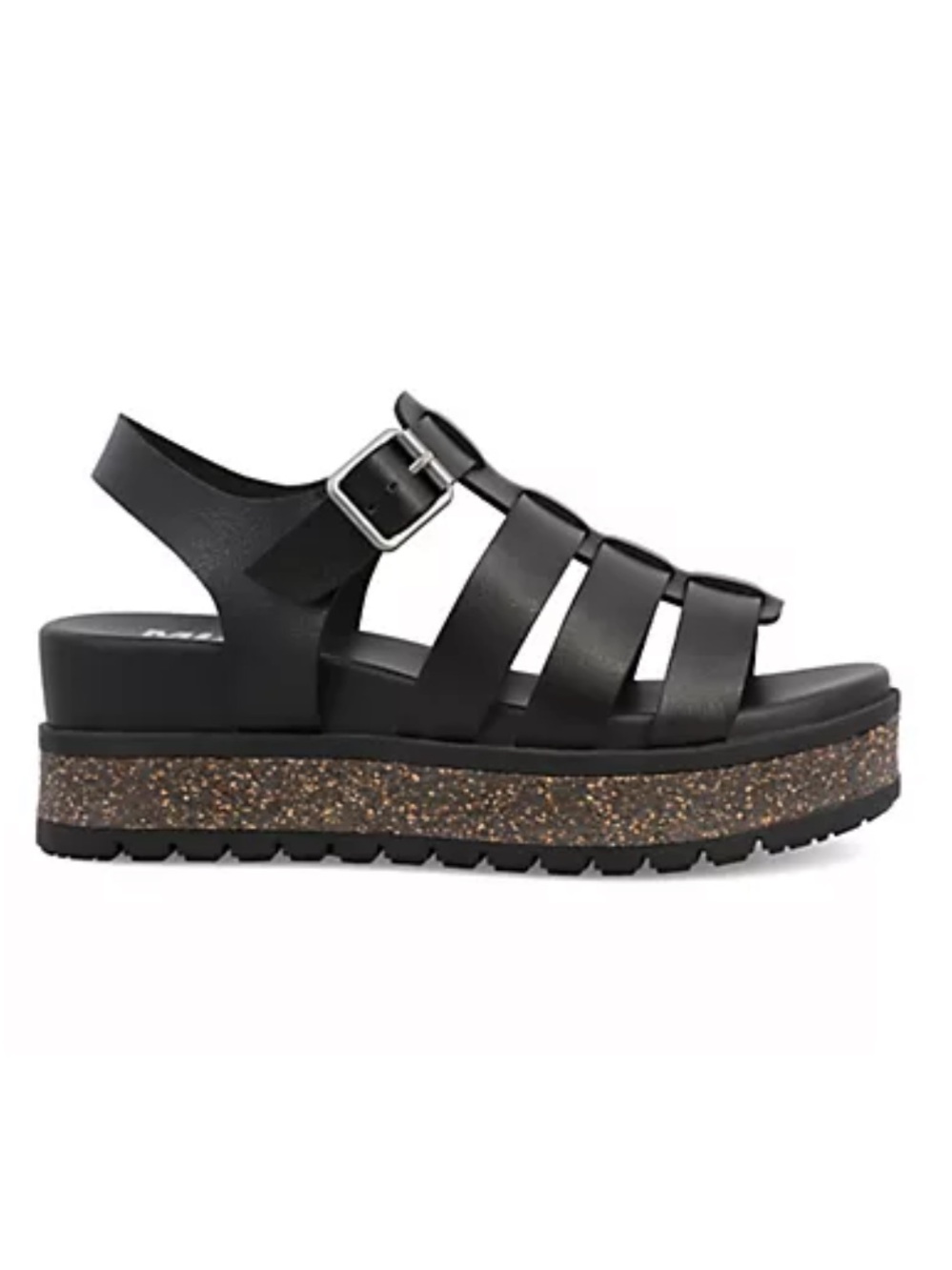 MIA Black Platform Fisherman Sandals with Buckle